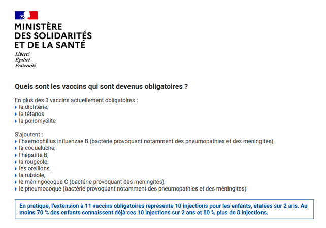 Vaccins obligatoires 2021