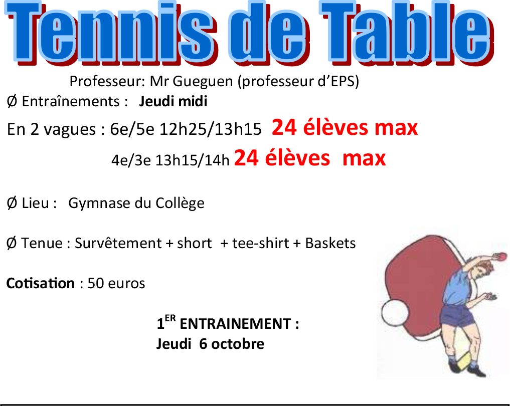 Tennis de table à Saint Joseph Tennis de table à Saint Joseph