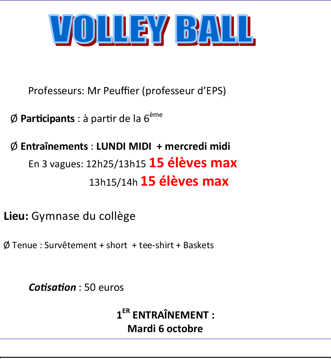 Volley Ball à Saint Joseph